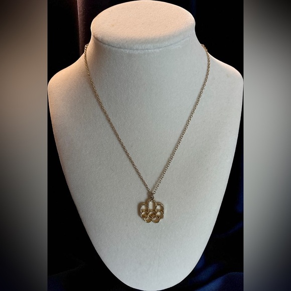Vintage 1976 Olympic Game Rings  Gold Plated Pendant Necklace Cojo 1976 Montreal - Picture 9 of 13